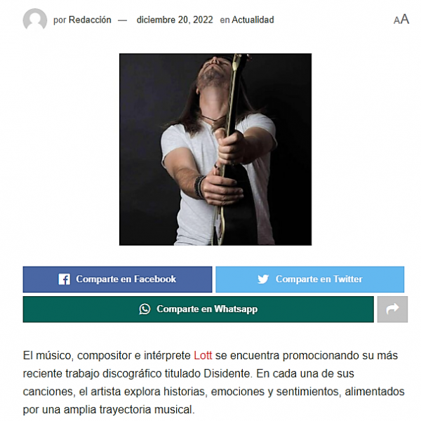 PeriÃ³dicos Digitales promocionando «Disidente».